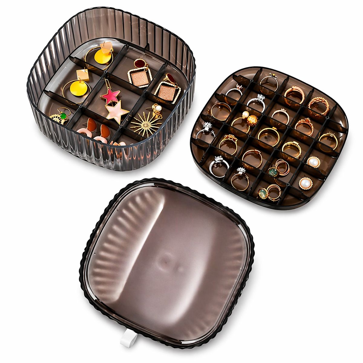 MINARI - Joyero Organizador de Joyas Anillos Relojes 3 Niveles NG J36
