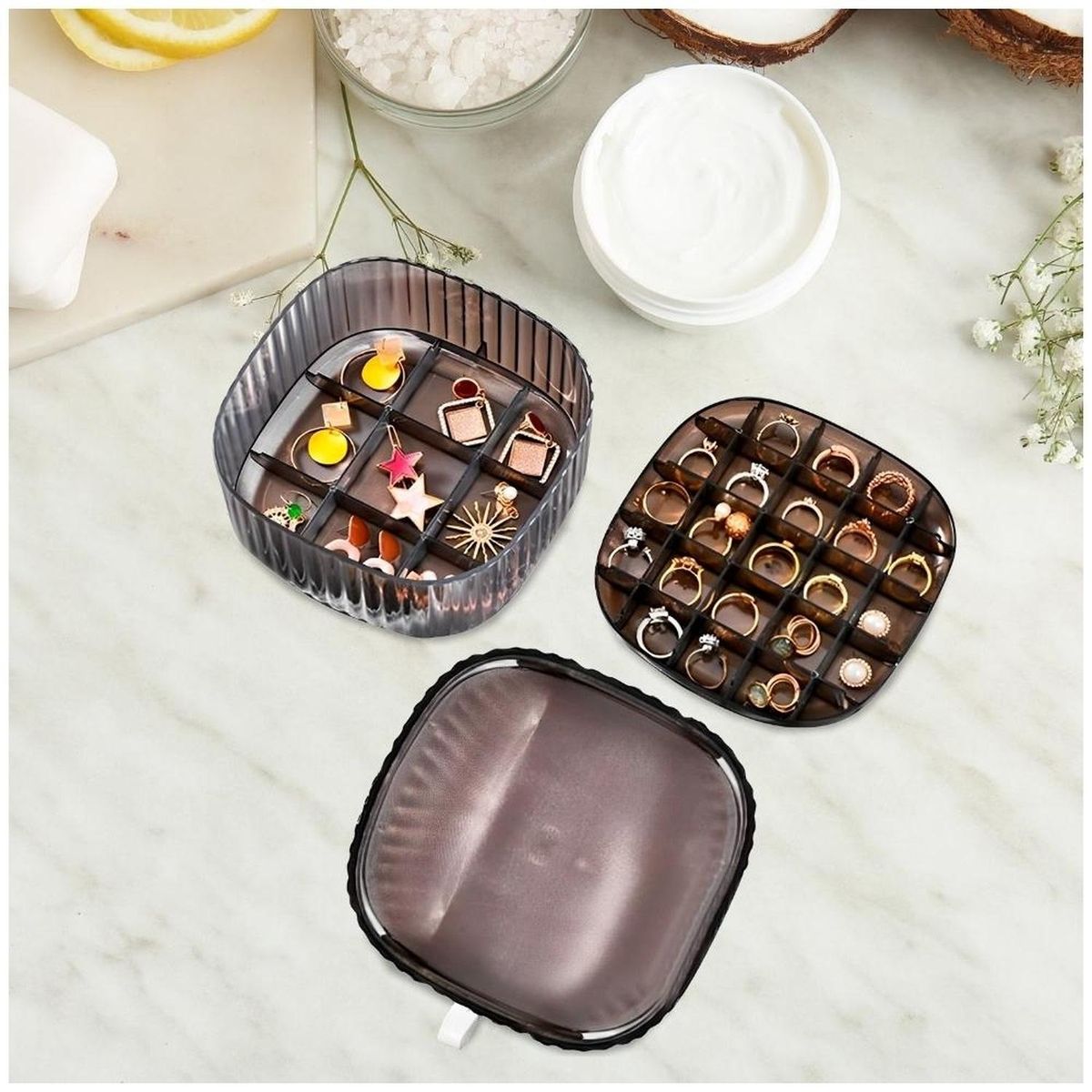 MINARI - Joyero Organizador de Joyas Anillos Relojes 3 Niveles NG J36