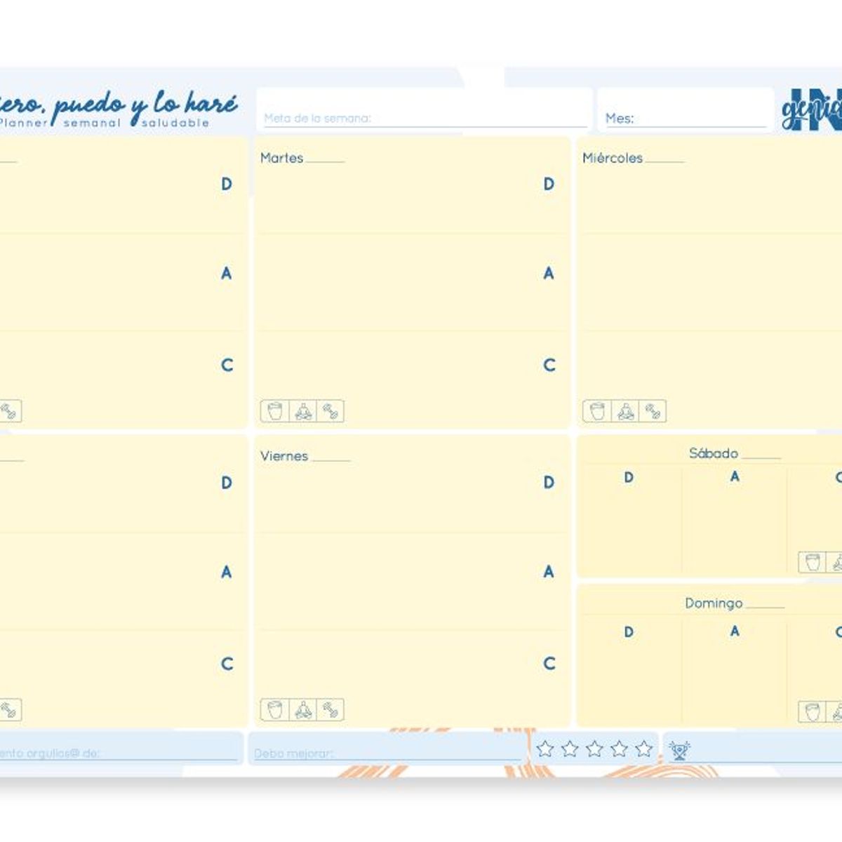 INGENIAL - Planner semanal saludable Ingenial Triple A