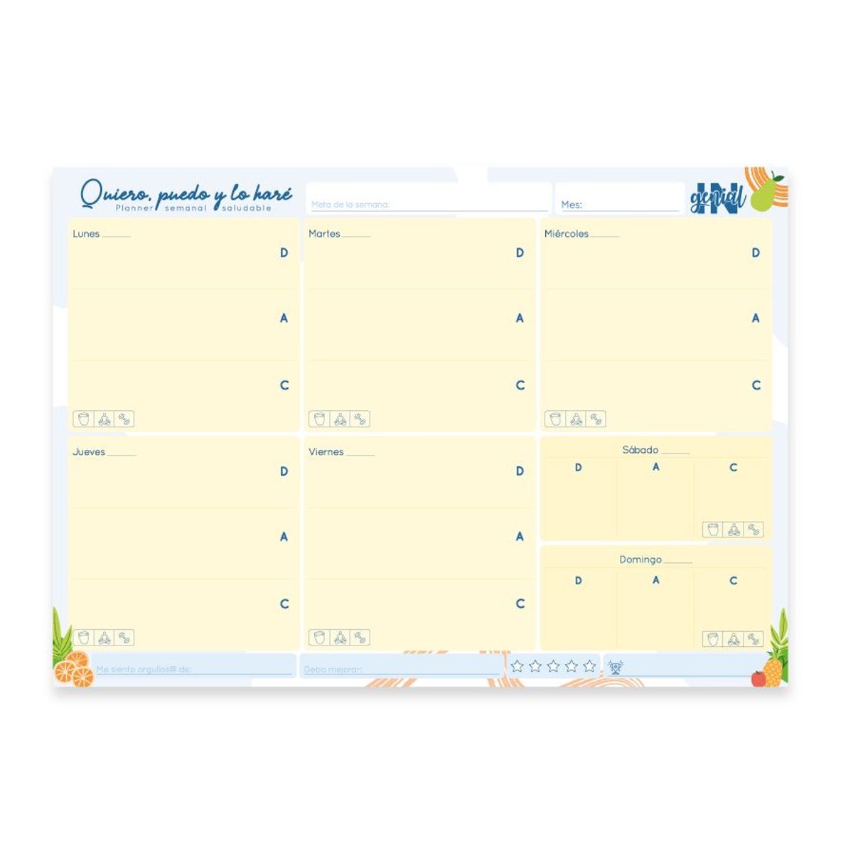 INGENIAL - Planner semanal saludable Ingenial Triple A