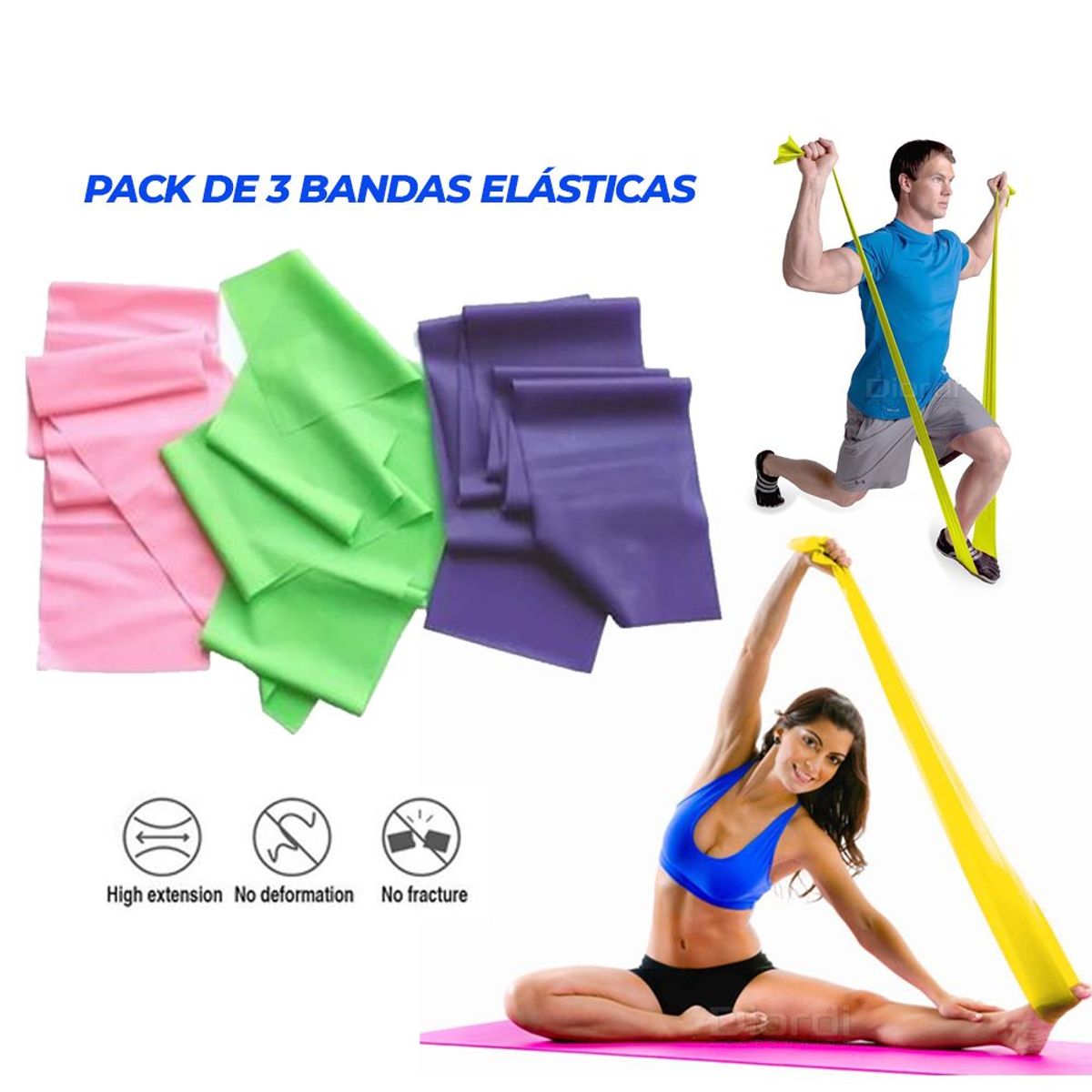 HOLGU - Pack 3 Bandas Elásticas Holgu Ejercicio Terapia Física