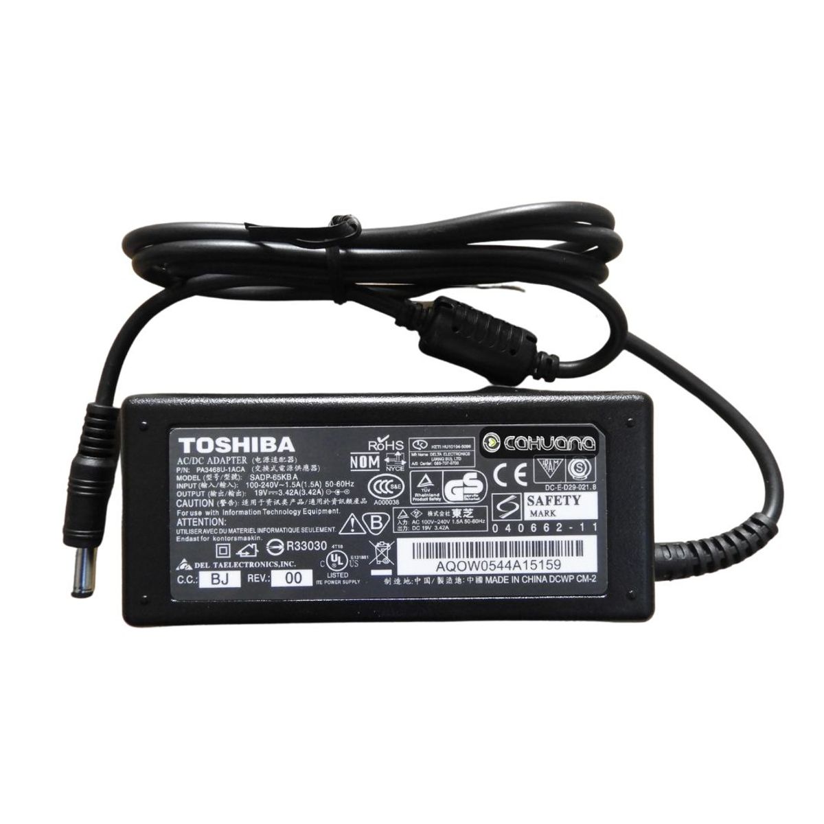 TOSHIBA - CARGADOR PARA TOSHIBA 19V 3,42A 65W 5,5 x 2,5