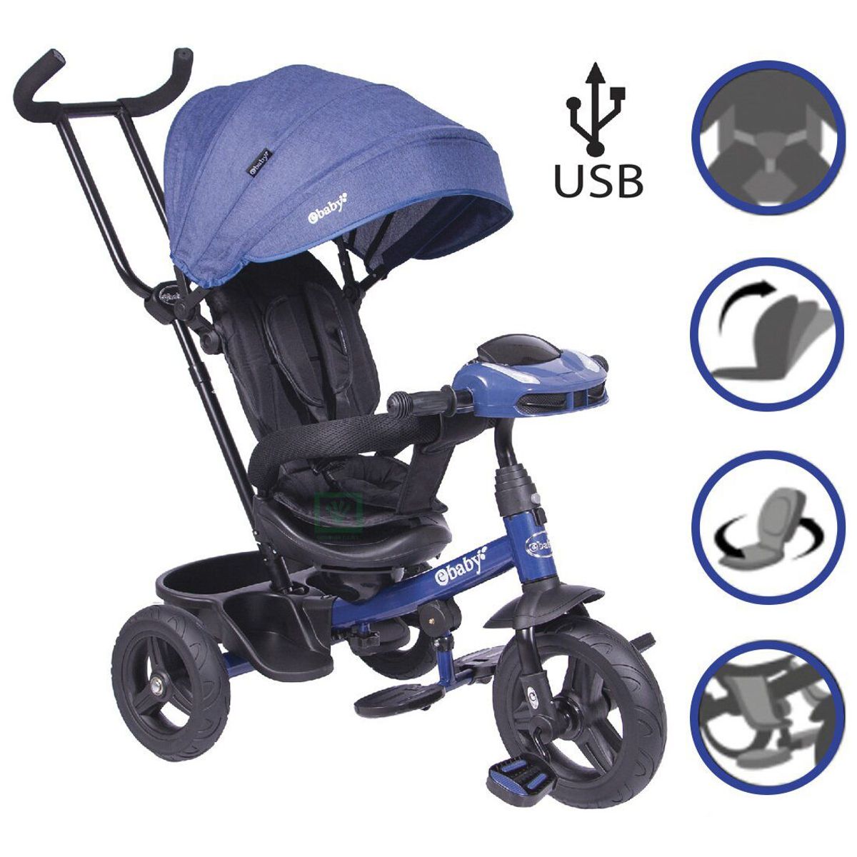 EBABY - Triciclo Guiador ESPIN BLUE con USB