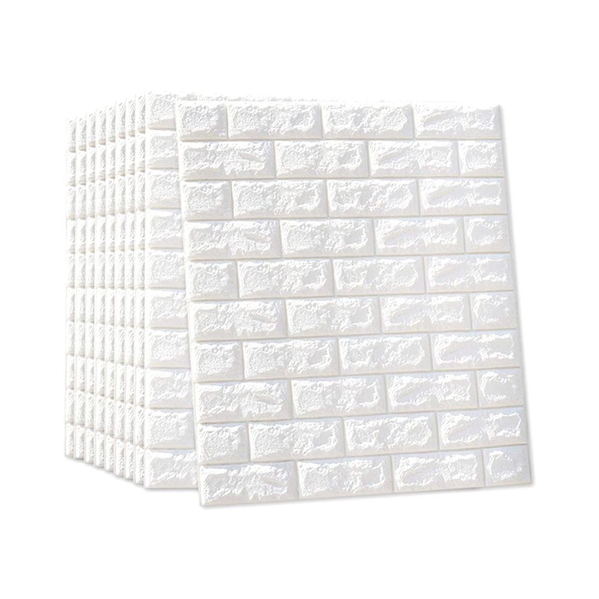 INSPIRA - Papel Tapiz Ladrillo Mural Decorativo 3D Autoadhesivo 7mm - Blanco