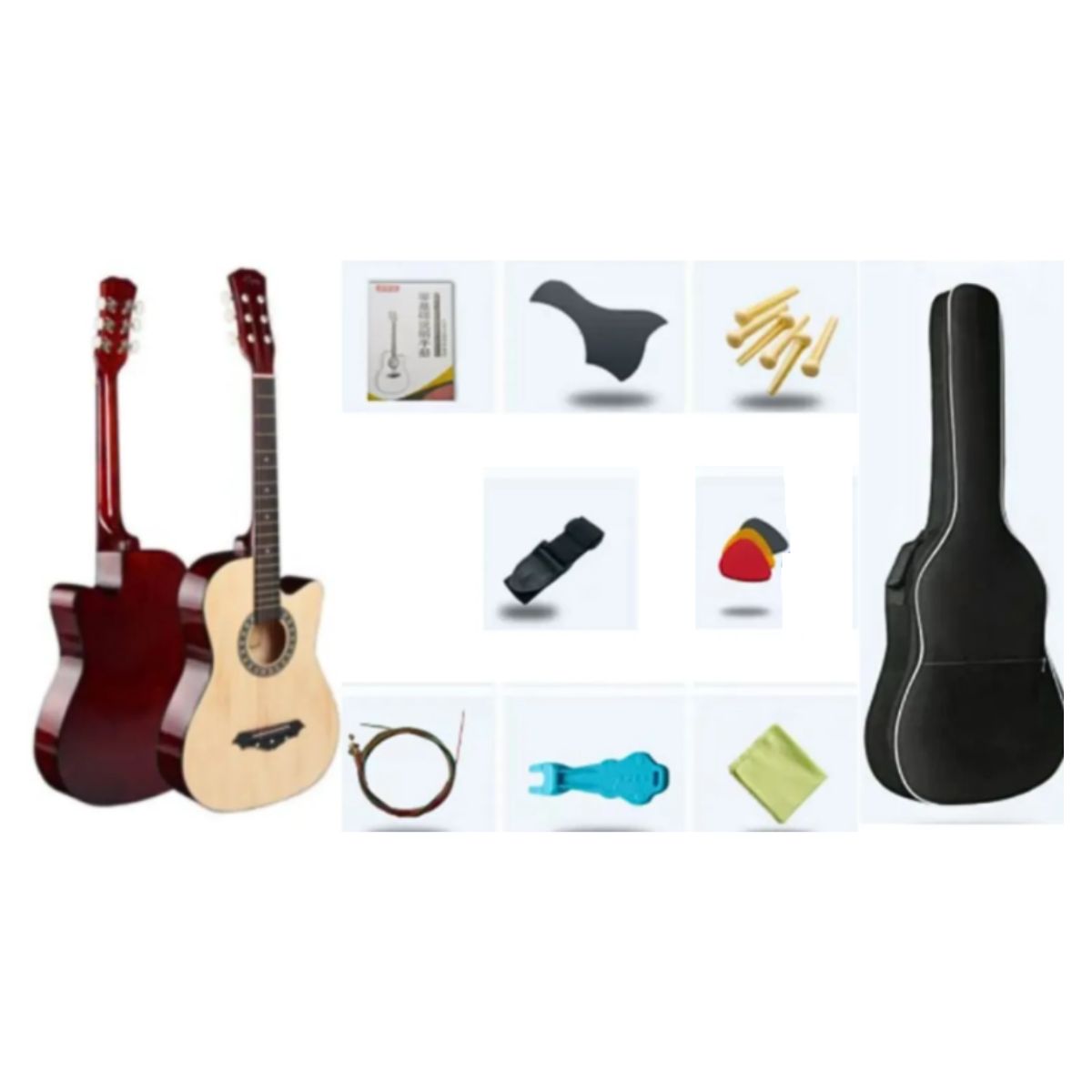 GENERICO - KIT DE GUITARRA COLOR MADERA ACUSTICA CON ACCESORIOS