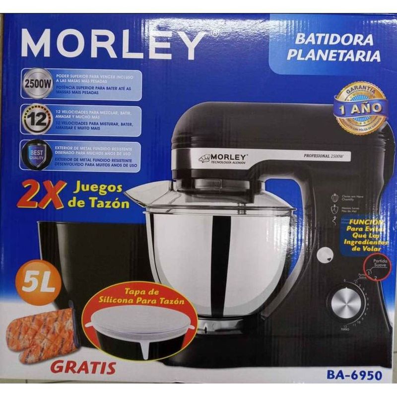 MORLEY - Morley batidora planetaria 5L 2500 watts 12 velocidades Color Negro
