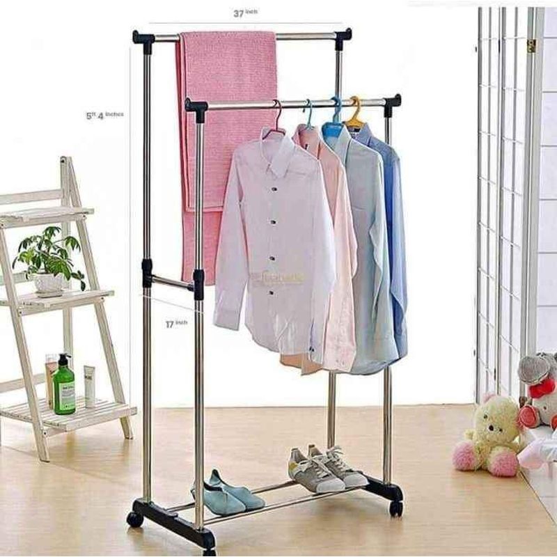 GENERICO - Perchero Telescopico de 2 Niveles Colgador de Ropa Tendal