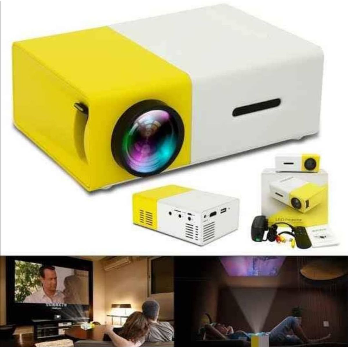 GENERICO - Mini Proyector Portatil Multimedia 1080HD para Laptop - PC Cable HDMI