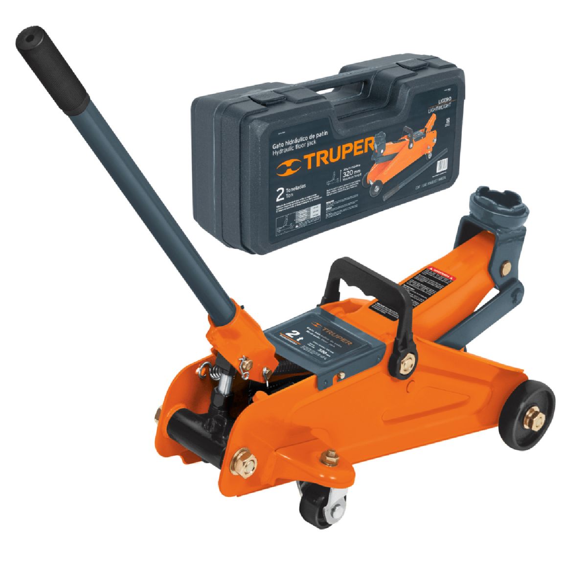 TRUPER - Gata tipo lagarto 2 toneladas de 30 movimientos con maletín
