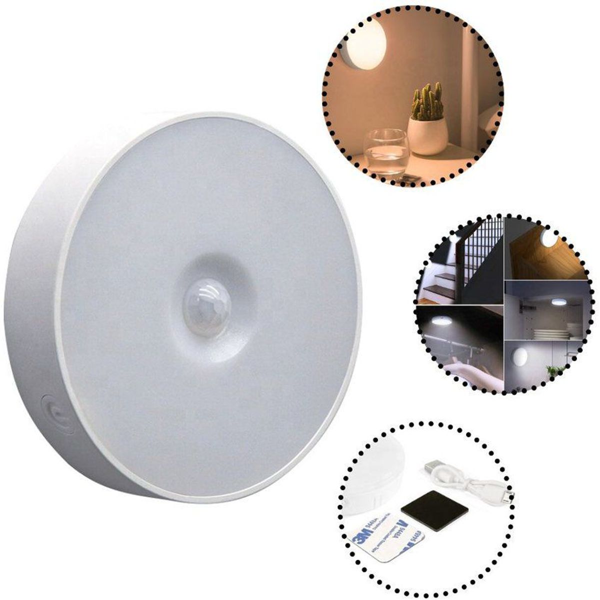 GENERICO - Luz led inteligente con sensor de movimiento recargable