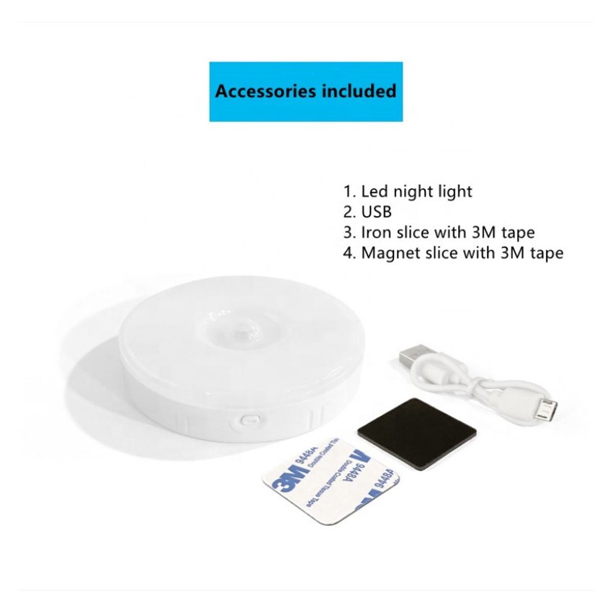 GENERICO - Pack por 03 Foco lampara led con sensor de movimiento recargable usb