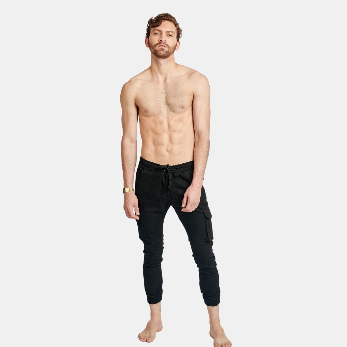 SAN COSME - Pantalón jogger drill hombre negro