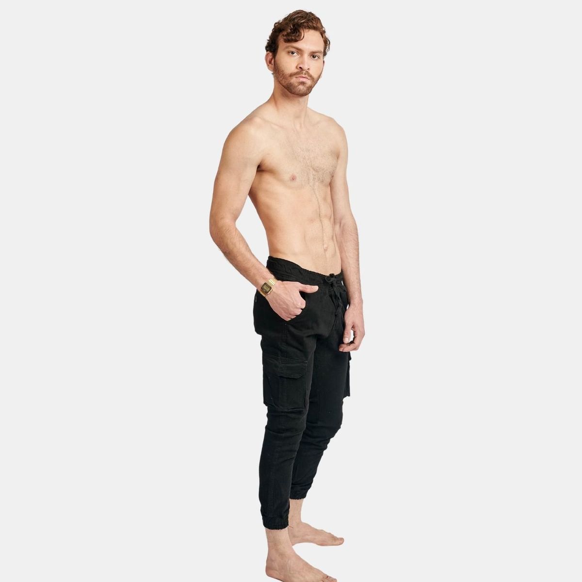 SAN COSME - Pantalón jogger drill hombre negro
