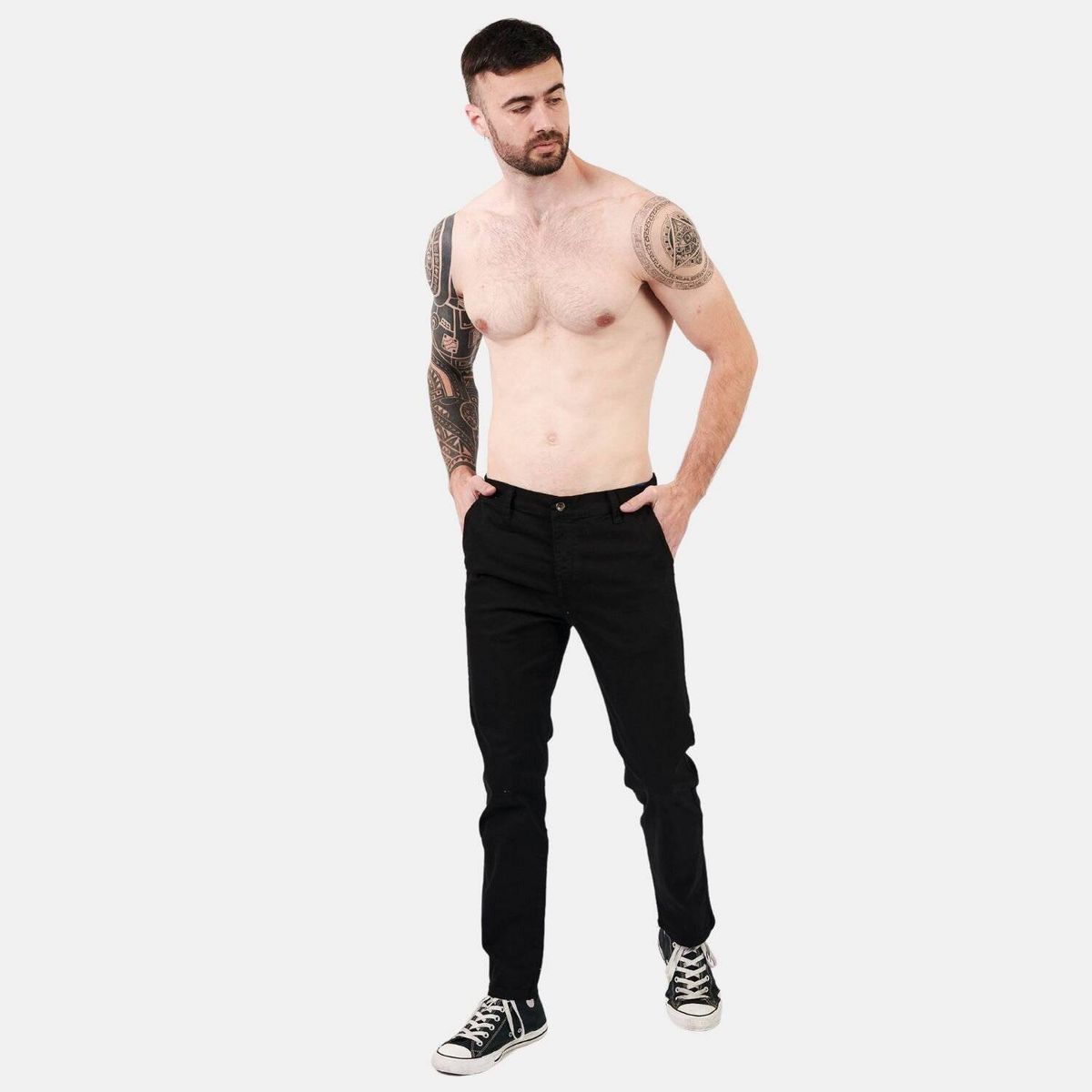SAN COSME - Pantalón chino drill hombre negro