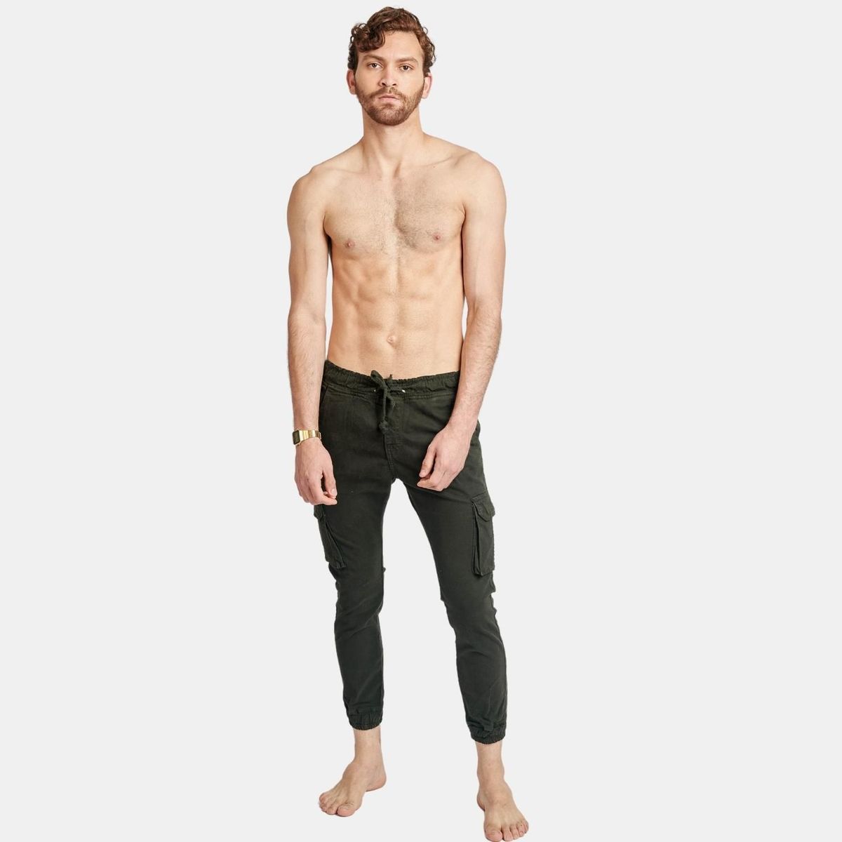 SAN COSME - Pantalón jogger drill hombre verde