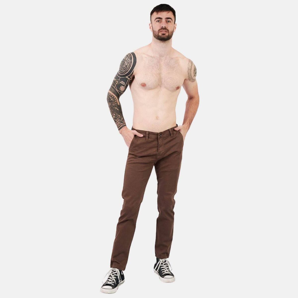 SAN COSME - Pantalón chino drill hombre marrón