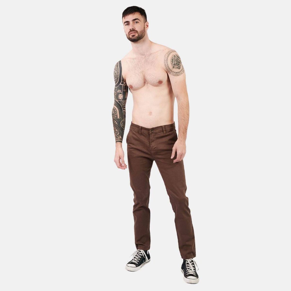 SAN COSME - Pantalón chino drill hombre marrón