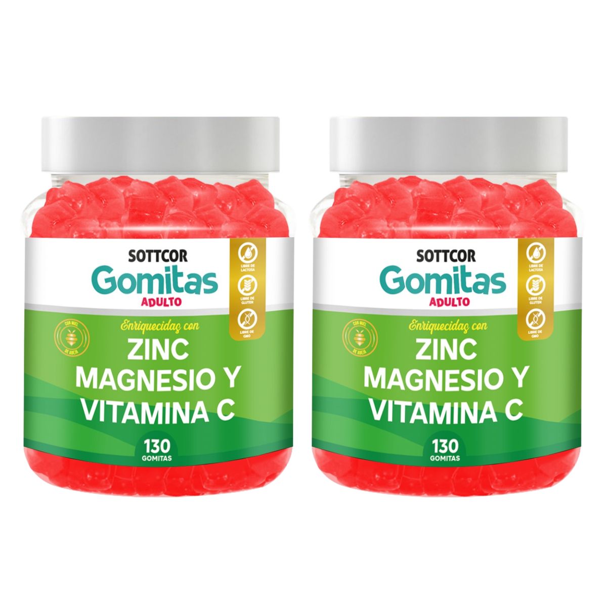 GENERICO - Zinc Para Adultos Gomitas Sottcor 100Gr Fresa x2