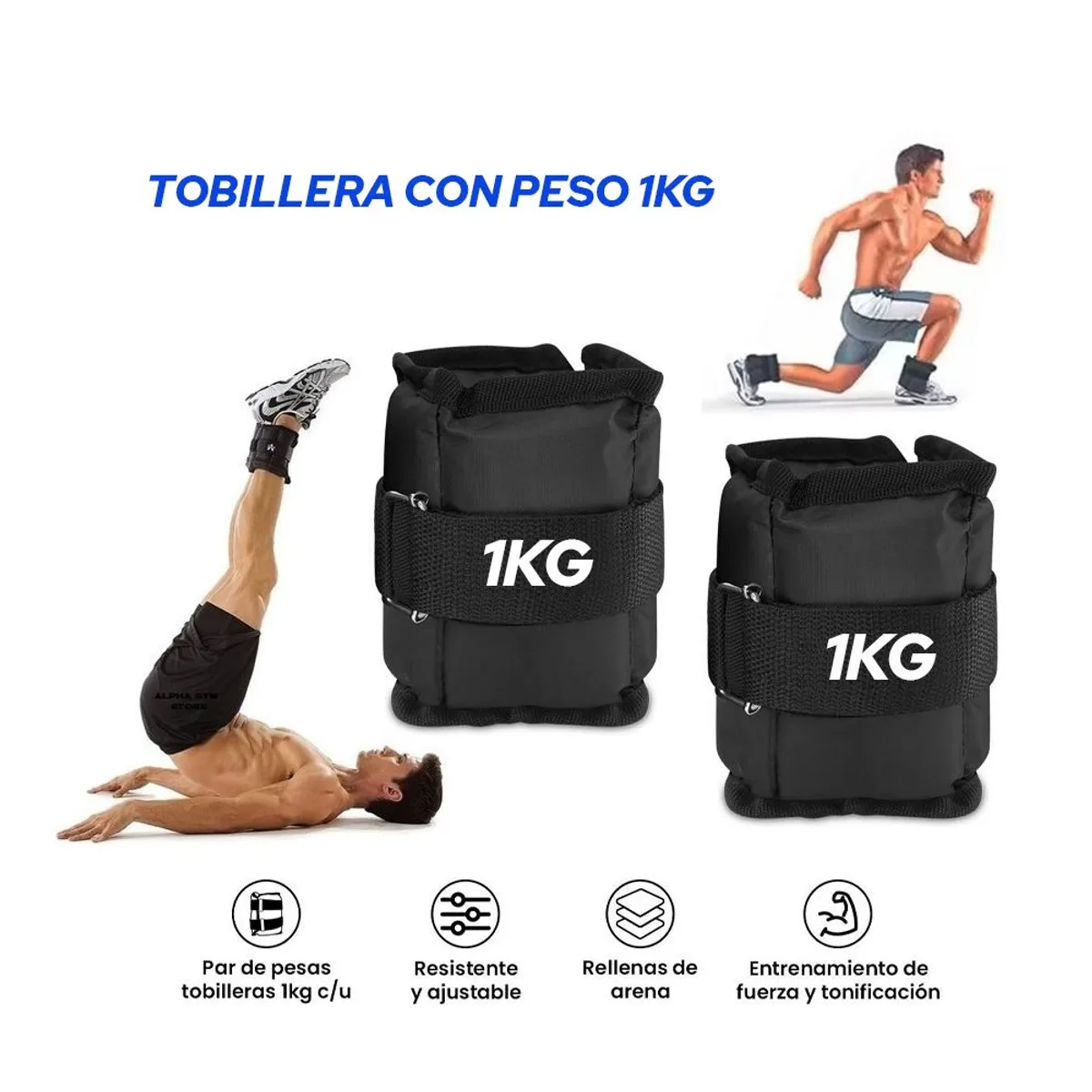 HOLGU - Tobillera Muñequera Con Peso- 1kg Pesas