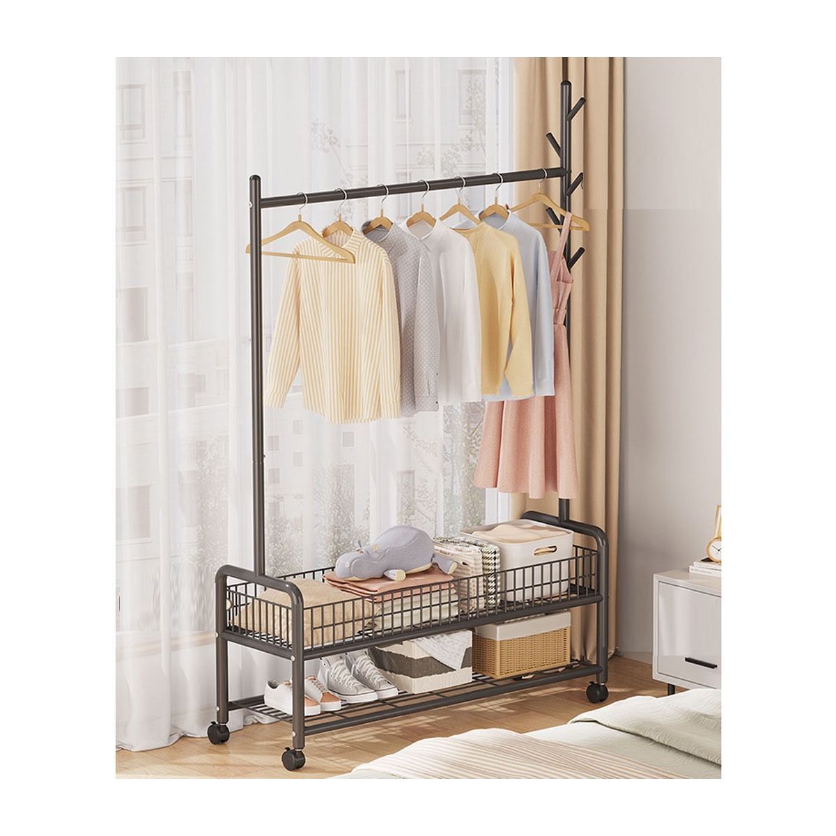 GRETAIL - Estante Organizador Perchero De Repisas Ruedas Negro