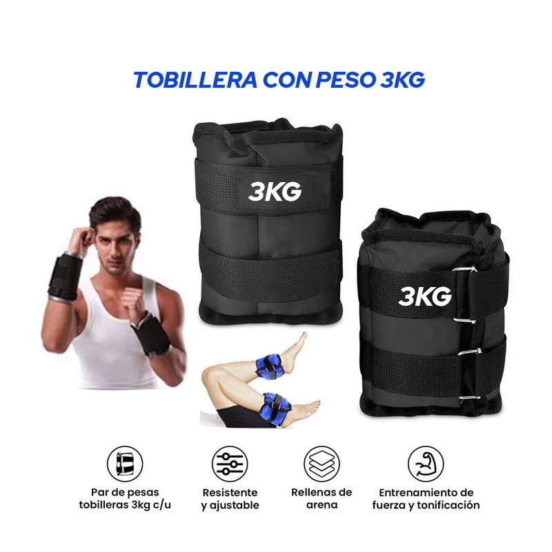 HOLGU - Tobillera Muñequera Con Peso- 3kg Pesas