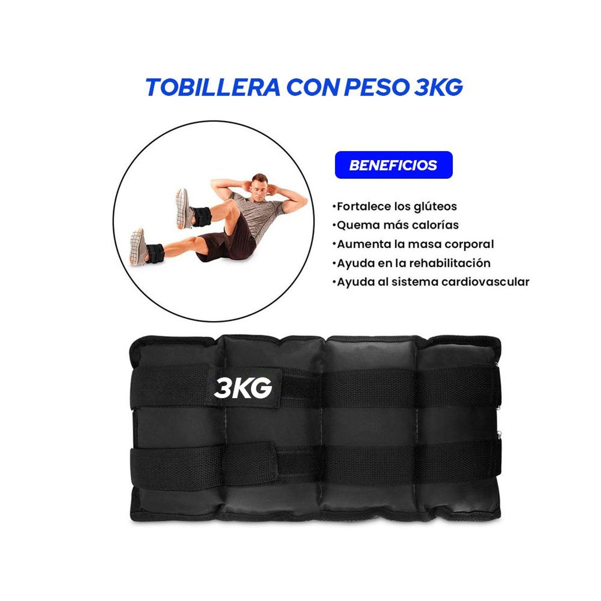 HOLGU - Tobillera Muñequera Con Peso- 3kg Pesas