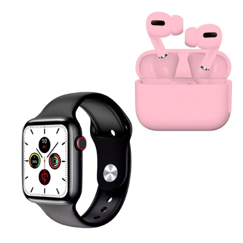 HANDS UP - Pack smartwatch w26 plus negro y audifono i13 pro rosado