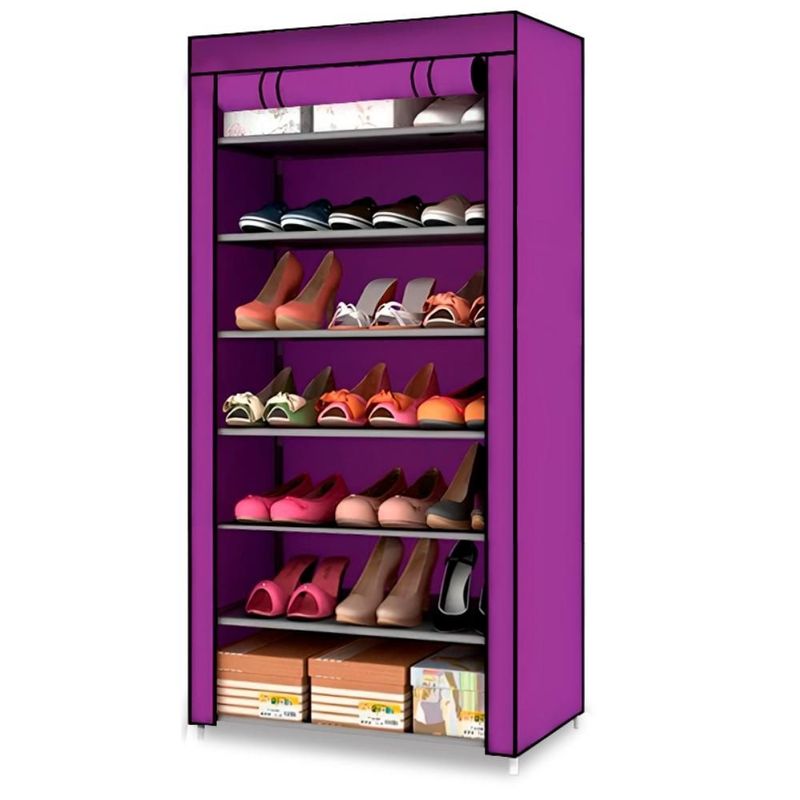 MINARI - Zapatera Organizador de Zapatos Armario con Forro 7 PISOS Morado ZF7