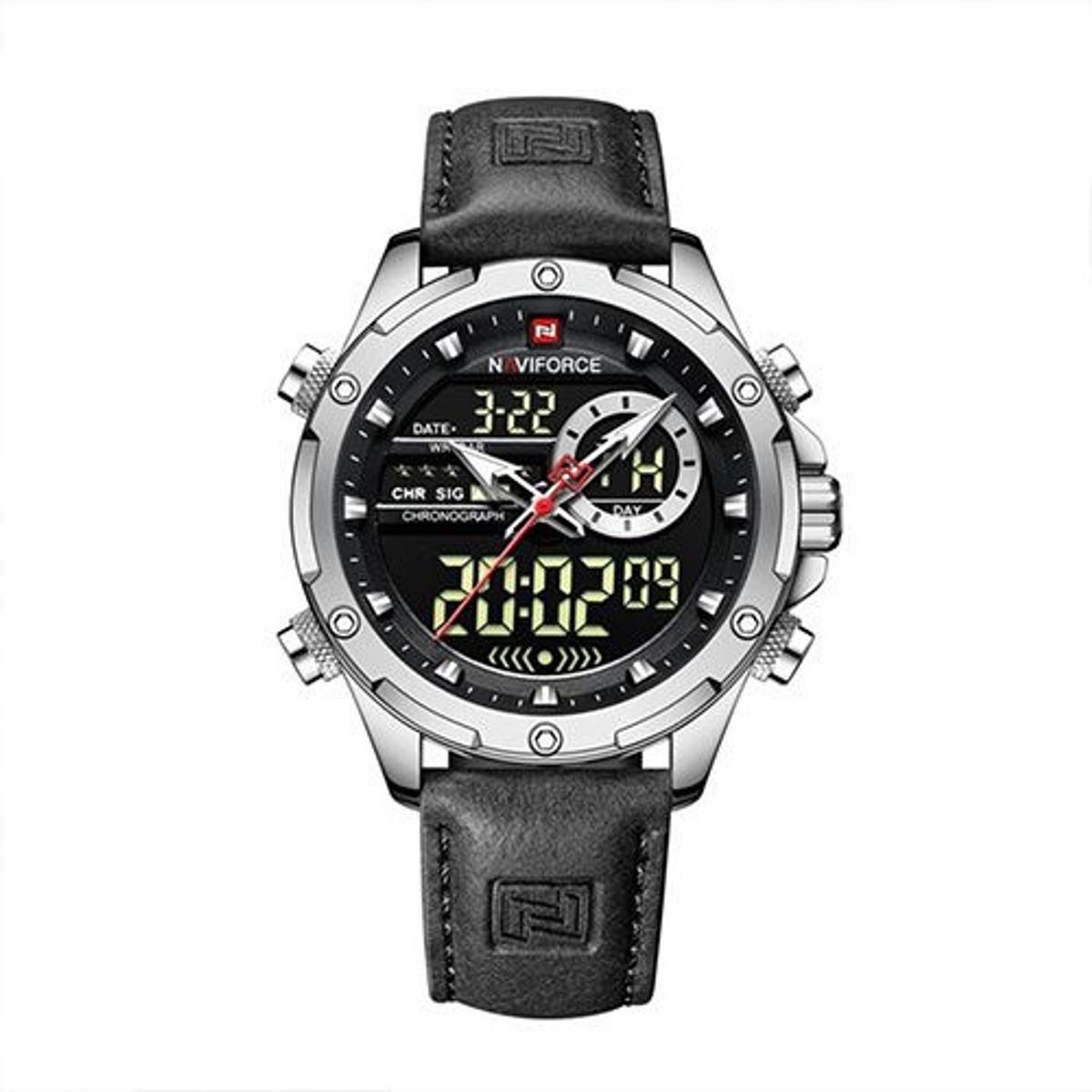 NAVIFORCE - Reloj Naviforce negro para hombre con correa de cuero N42