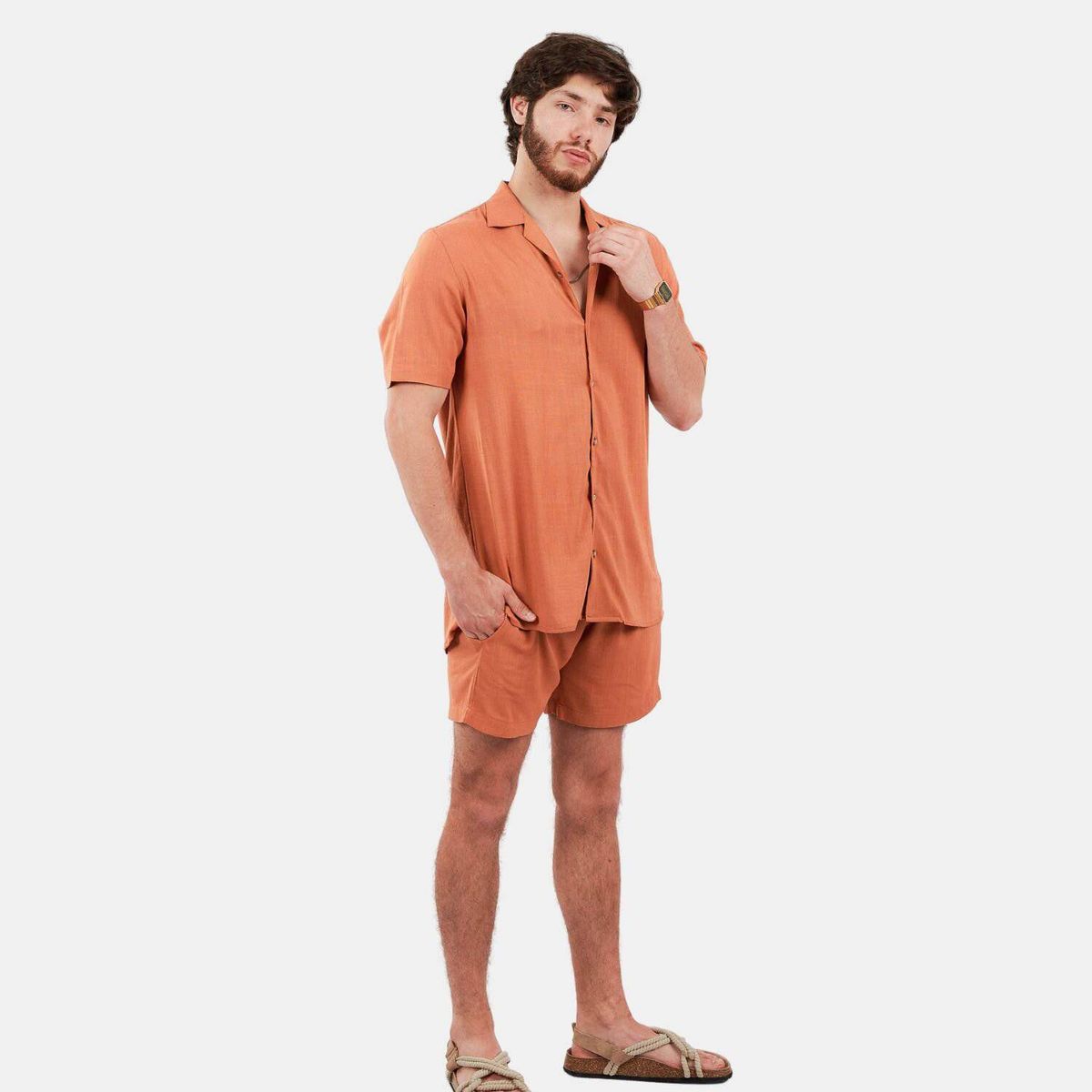 SAN COSME - Short lino hombre lacre