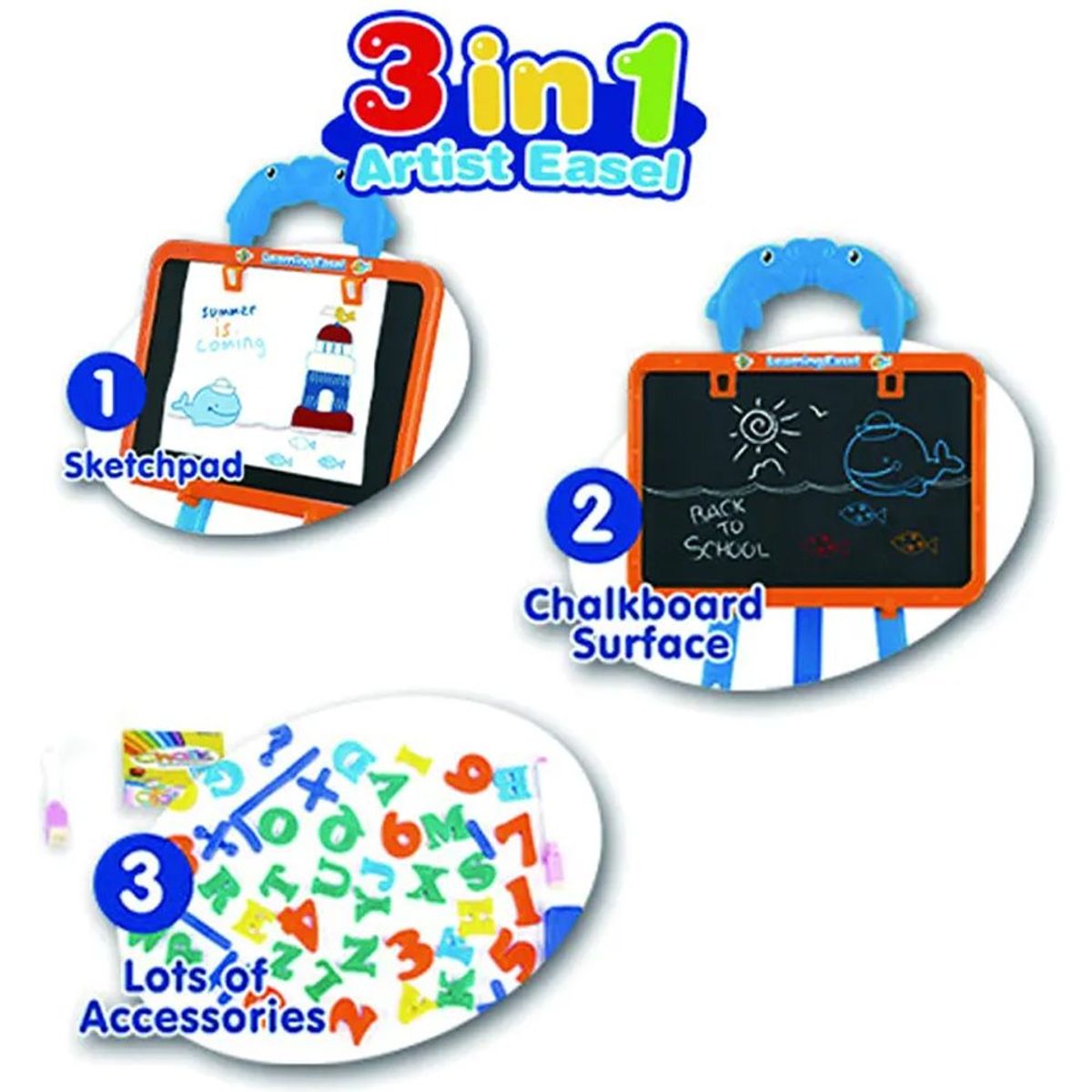 SM - Pizarra de Aprendizaje Doble Cara Magnético Niños 3 en 1