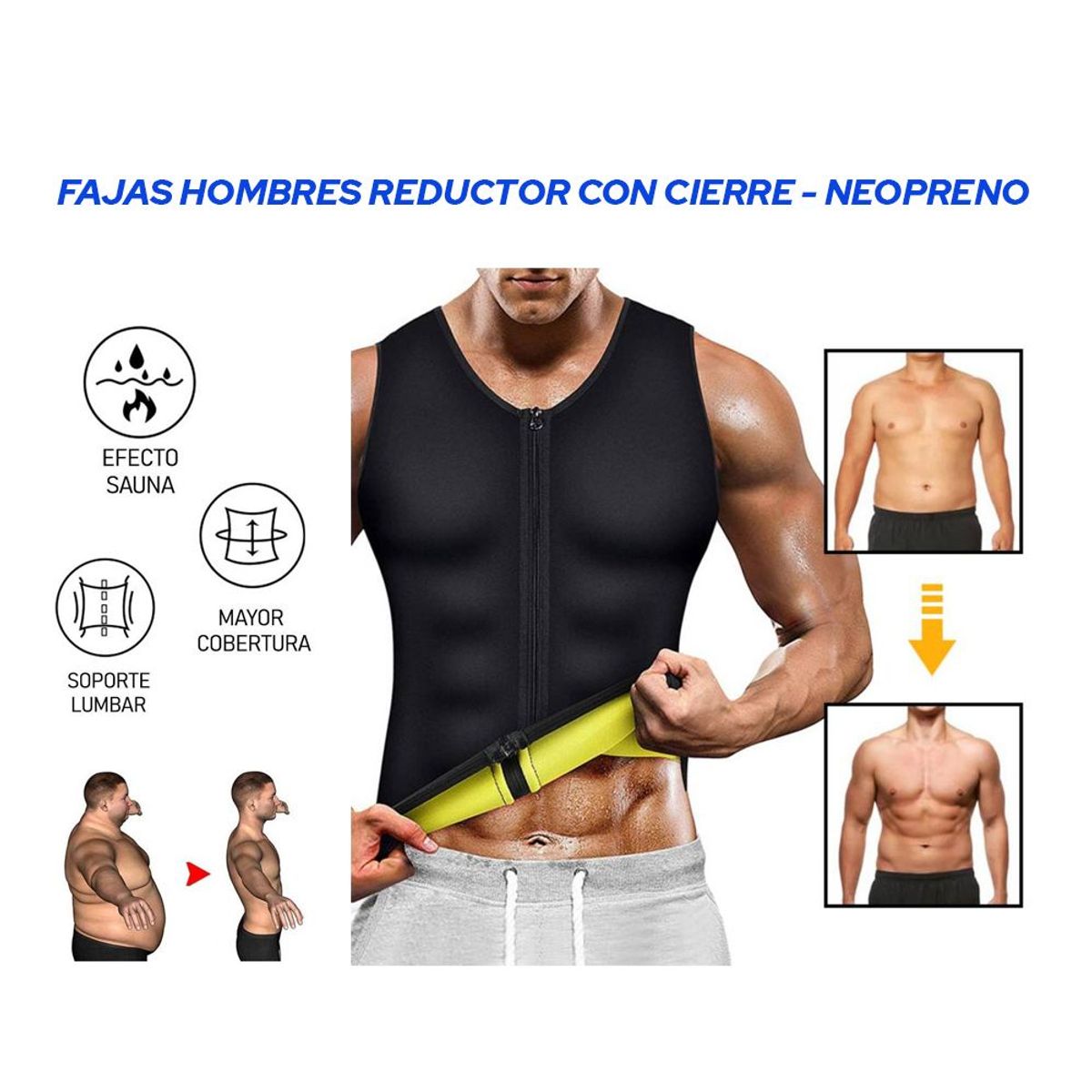 HOLGU - Fajas hombre reductor con cierre - Neopreno