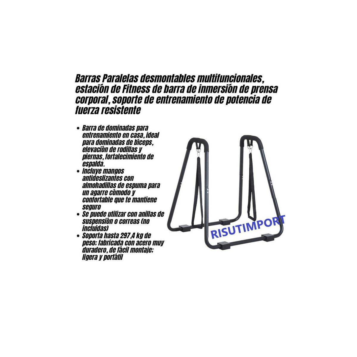 RISUTIMPORT - Barras paralelas multifunción fitness acero