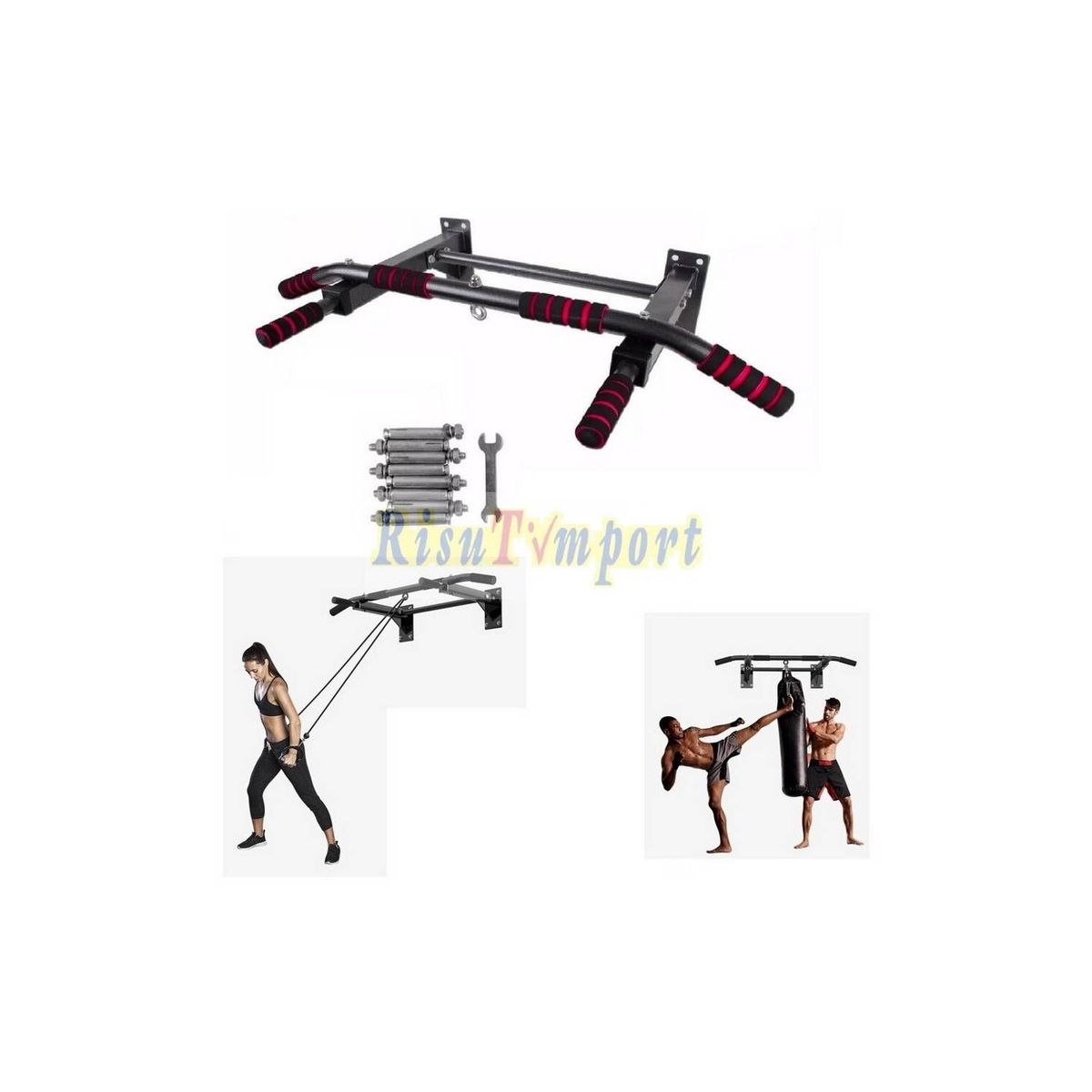 RISUTIMPORT - Barras de ejercicio dominadas importada + rack