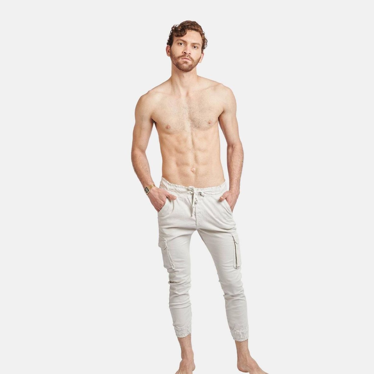 SAN COSME - Pantalón Jogger Drill Hombre Hueso
