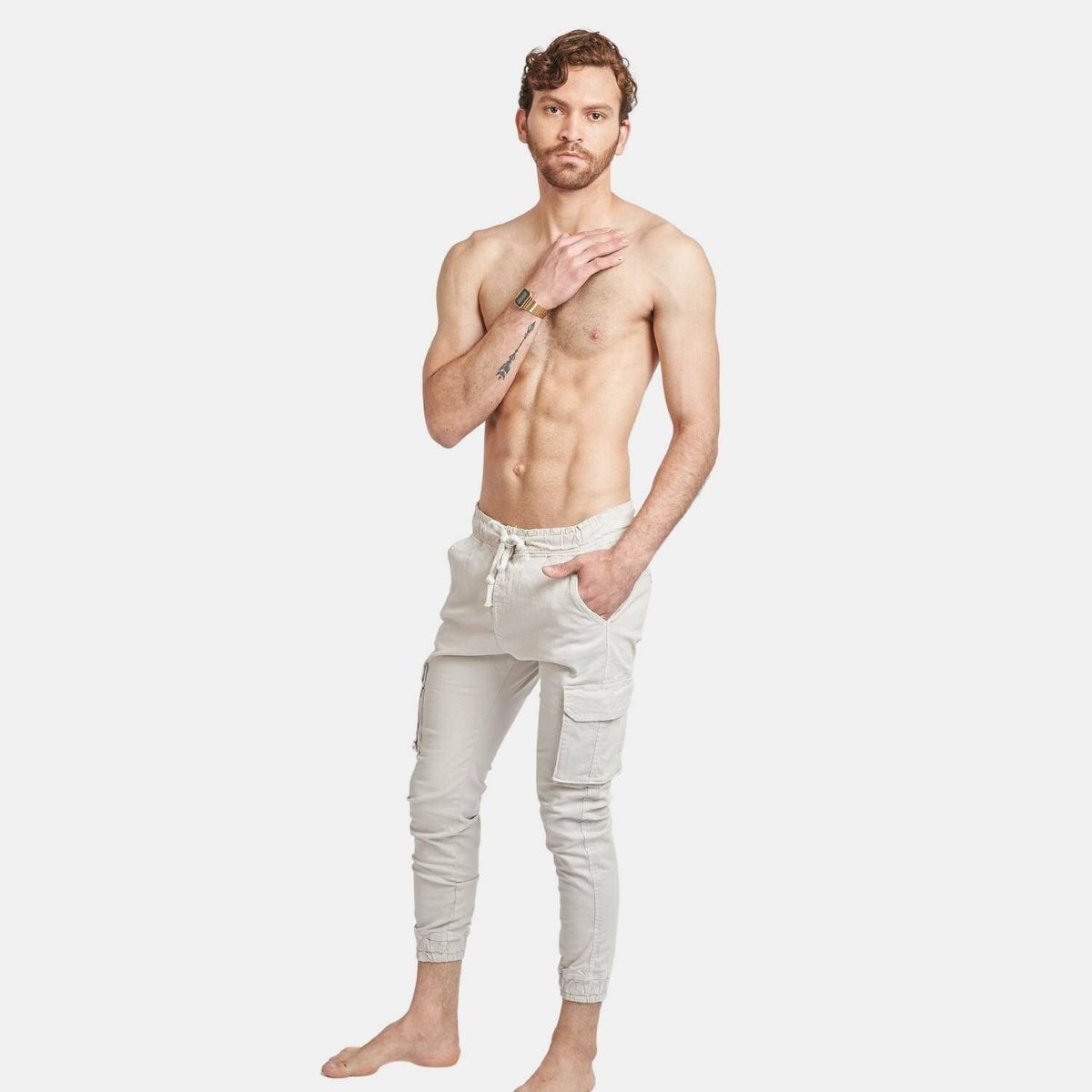 SAN COSME - Pantalón Jogger Drill Hombre Hueso