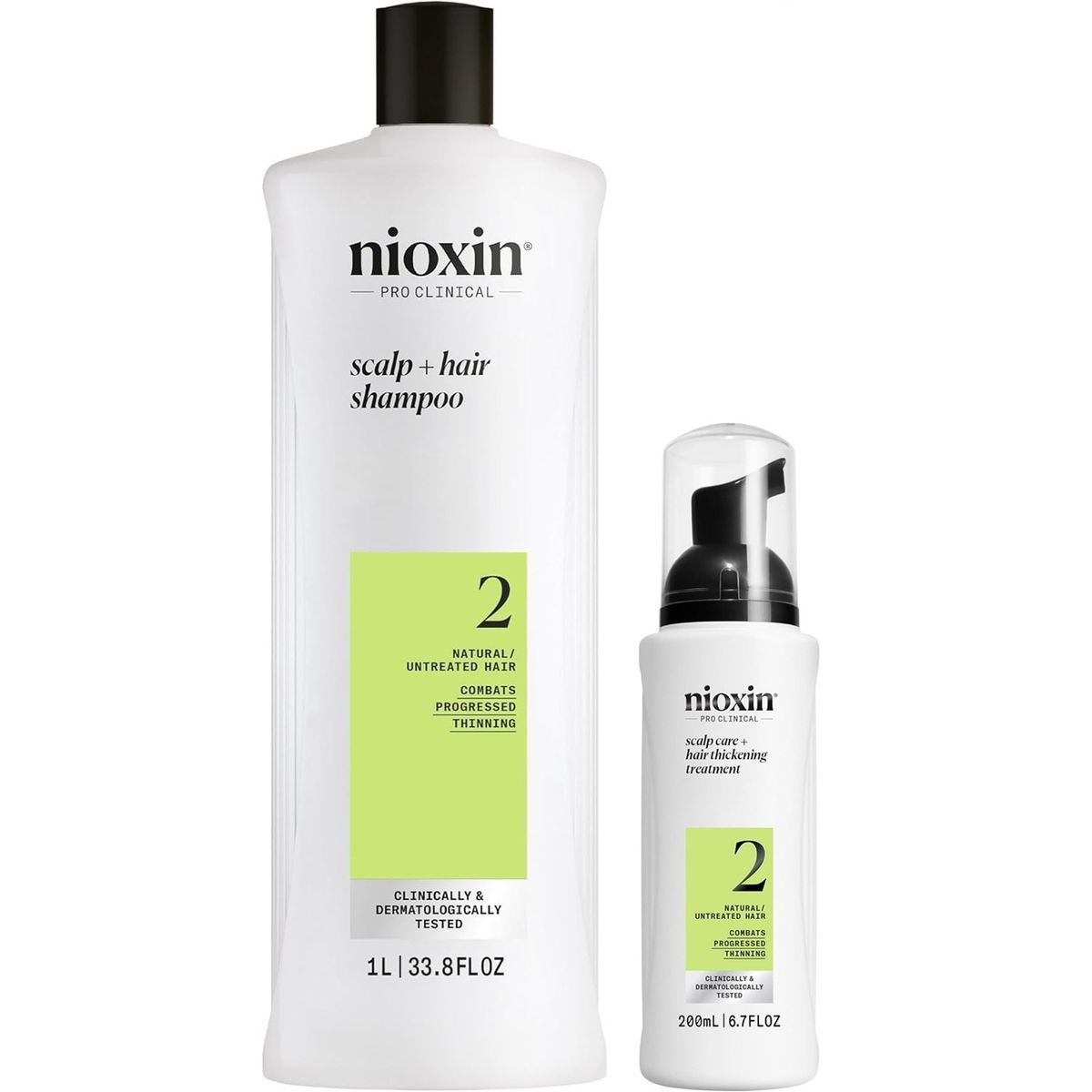 NIOXIN - Nioxin-2 Shampoo Densificador 1000ml + Espuma Capilar Cabello Natural