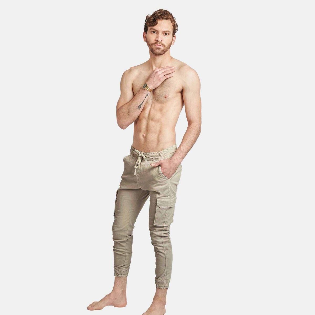SAN COSME - Pantalón Jogger Drill Hombre Beige