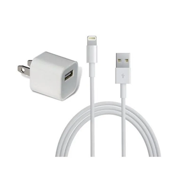GENERICO - Cable usb lightning + cargador iphone 5, 6, 7,8 Blanco 2M