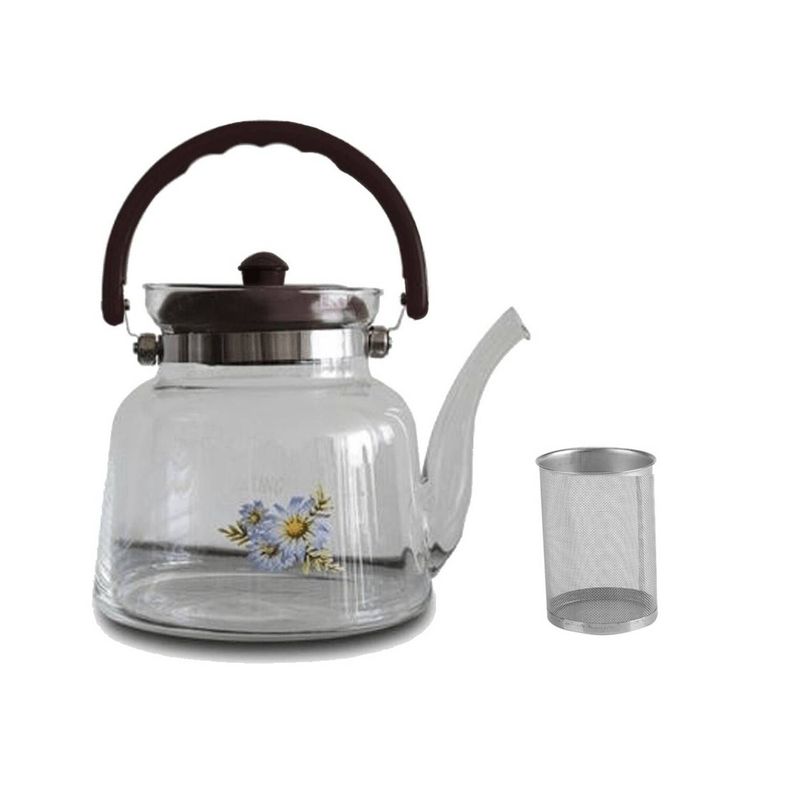 RISUTIMPORT - Tetera de vidrio pyrex, 2.2 ml + filtro resiste