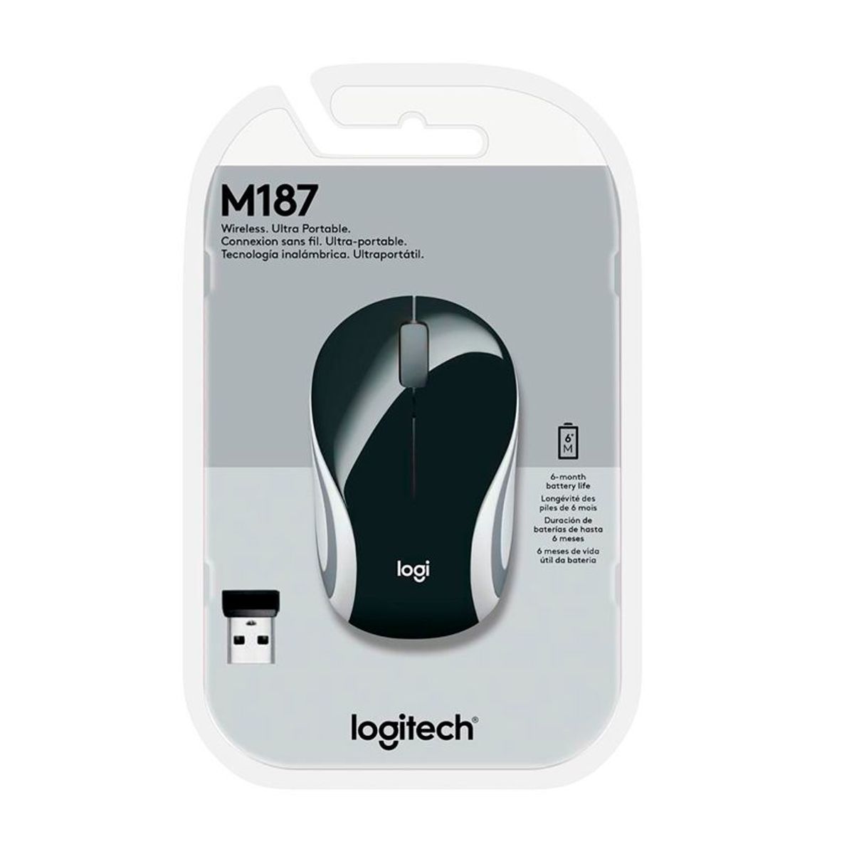 LOGITECH - Mouse Logitech M187 Mini Wireless Refresh Black