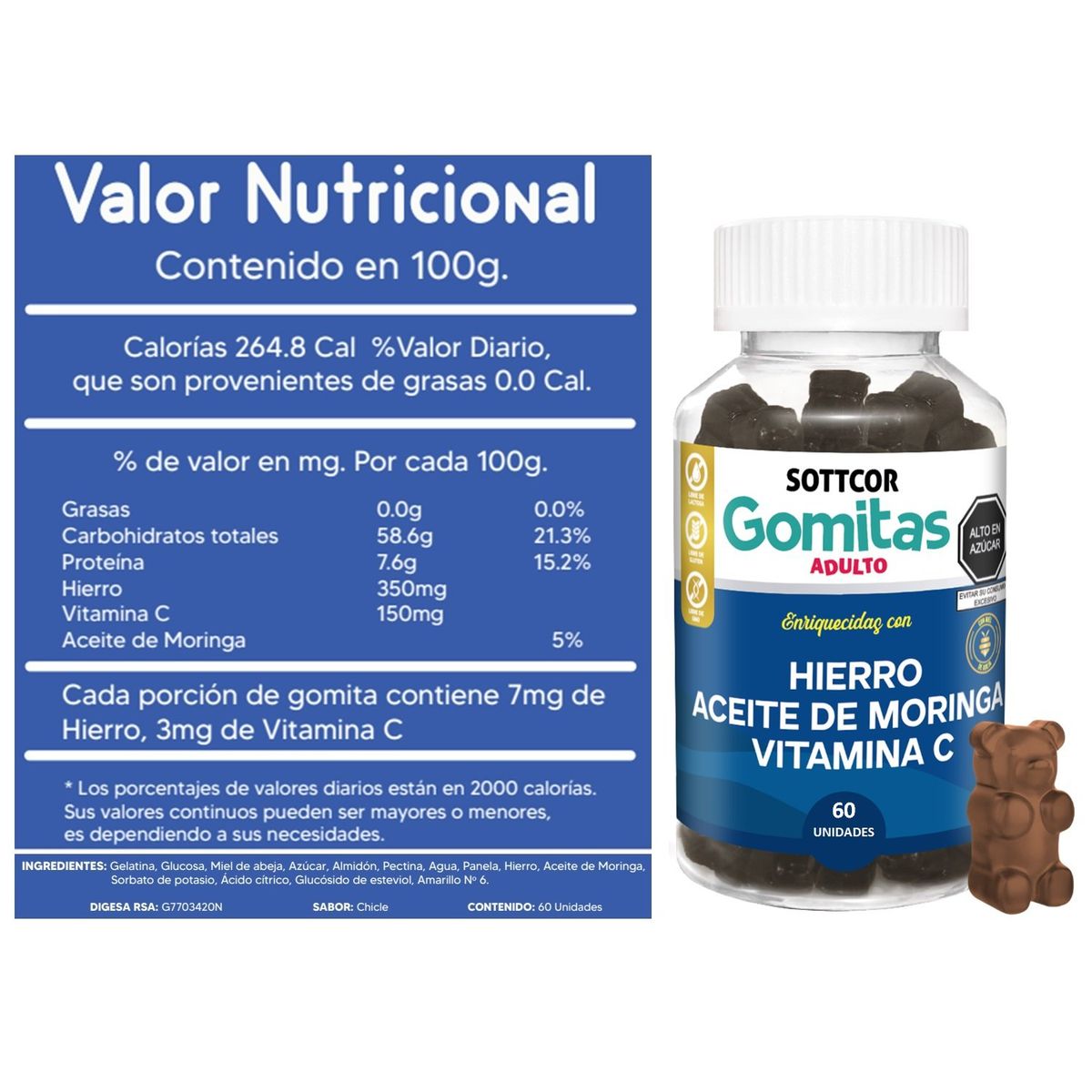 SOTTCOR - Pack Colágeno + Hierro 100 g para Adultos Gomitas Sottcor