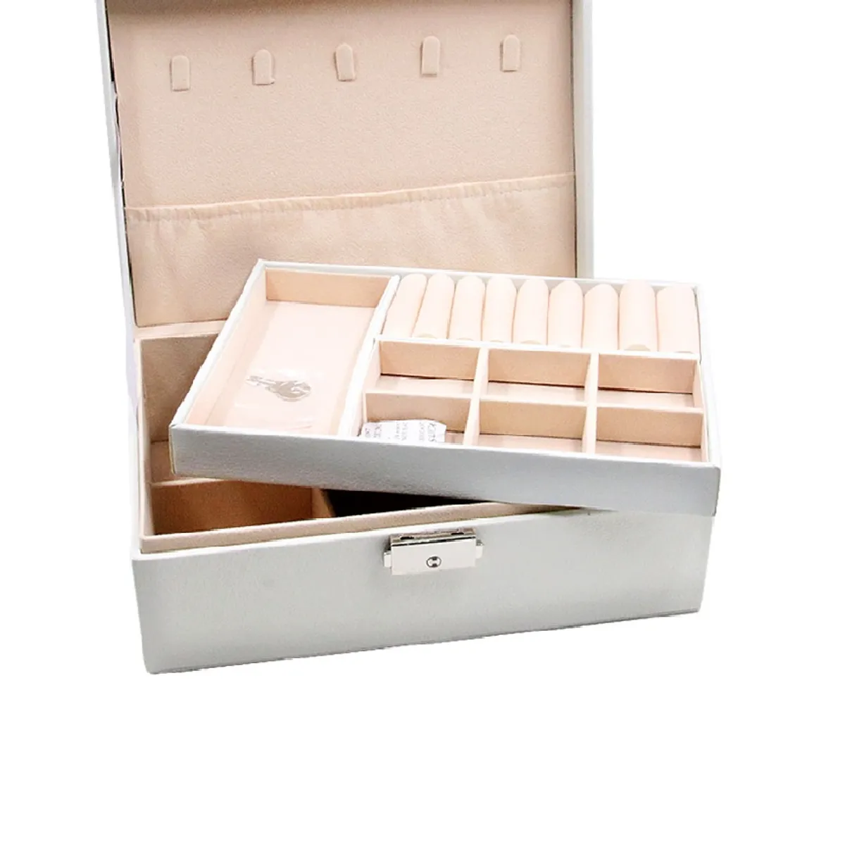 GENERICO - Joyero Organizador Cofre 2 Niveles Anillos Aretes Pulseras Collares