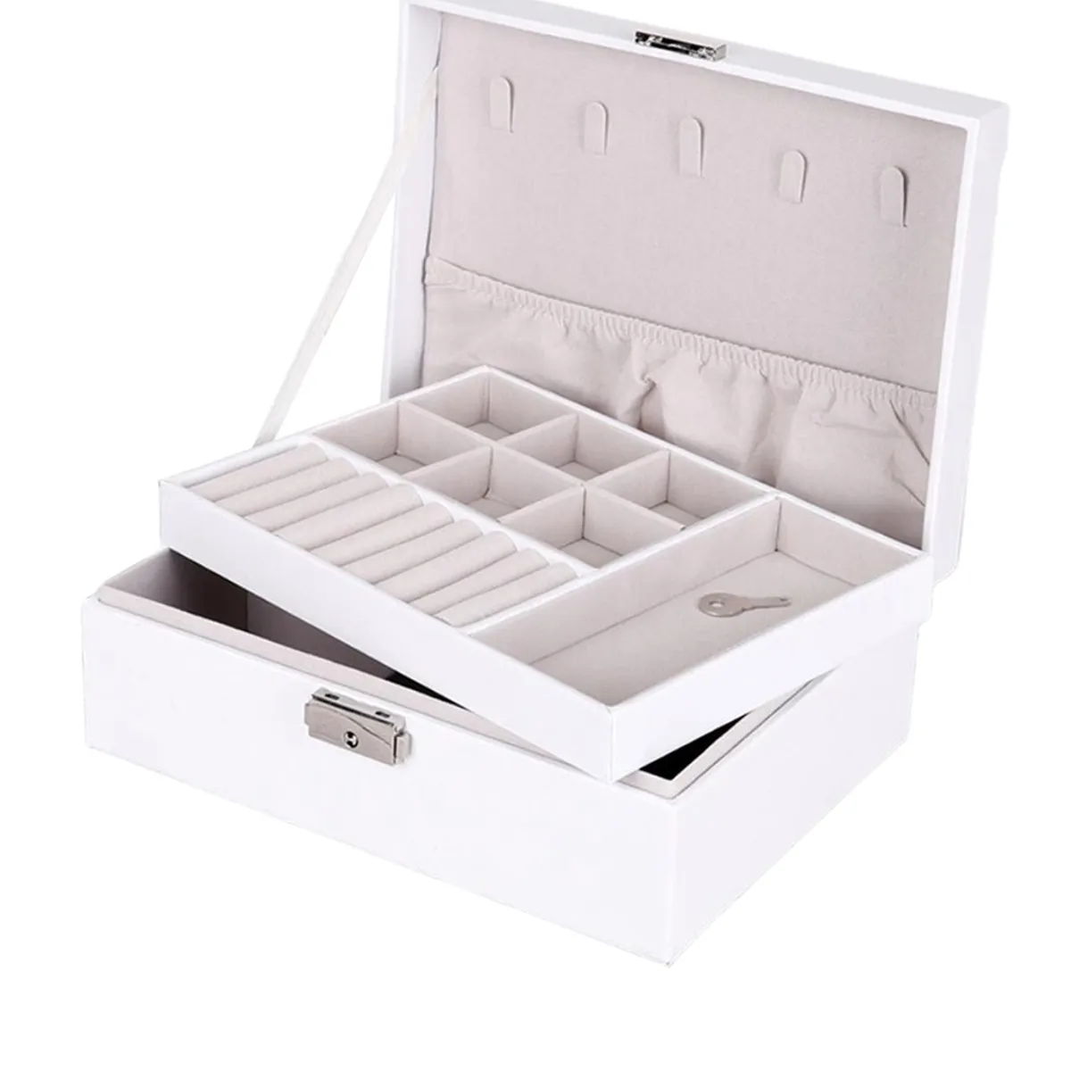 GENERICO - Joyero Organizador Cofre 2 Niveles Anillos Aretes Pulseras Collares