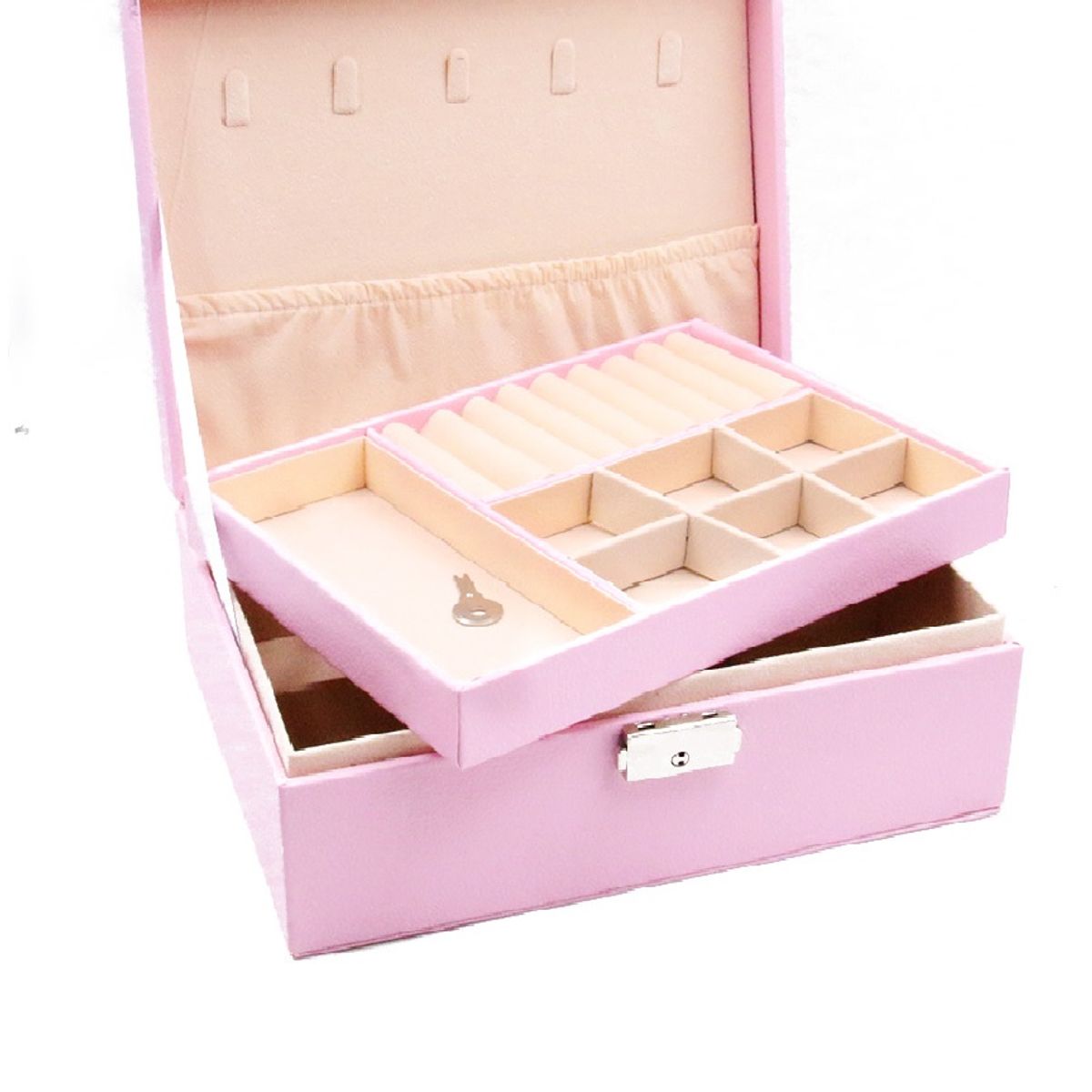 GENERICO - Joyero Organizador Cofre 2 Niveles Anillos Aretes Pulseras Collares