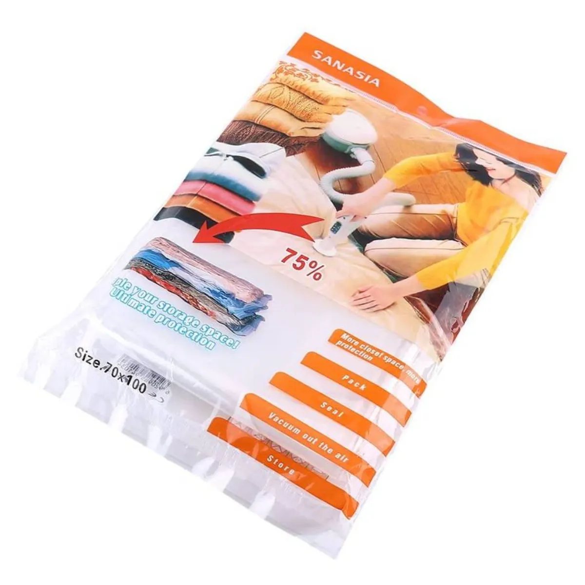 INSPIRA MARKET - Bolsas al vacío compresoras de ropa 70x100 cm x 1 und