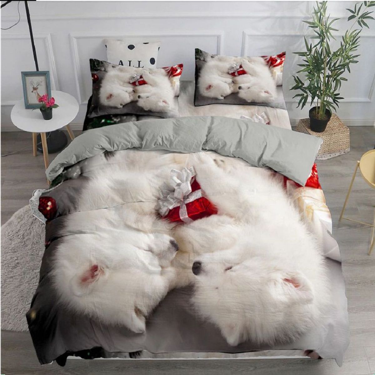 GENERICO - Cobertor Juego Cama  Estampado Perro, Funda Edredón + Funda Almohada