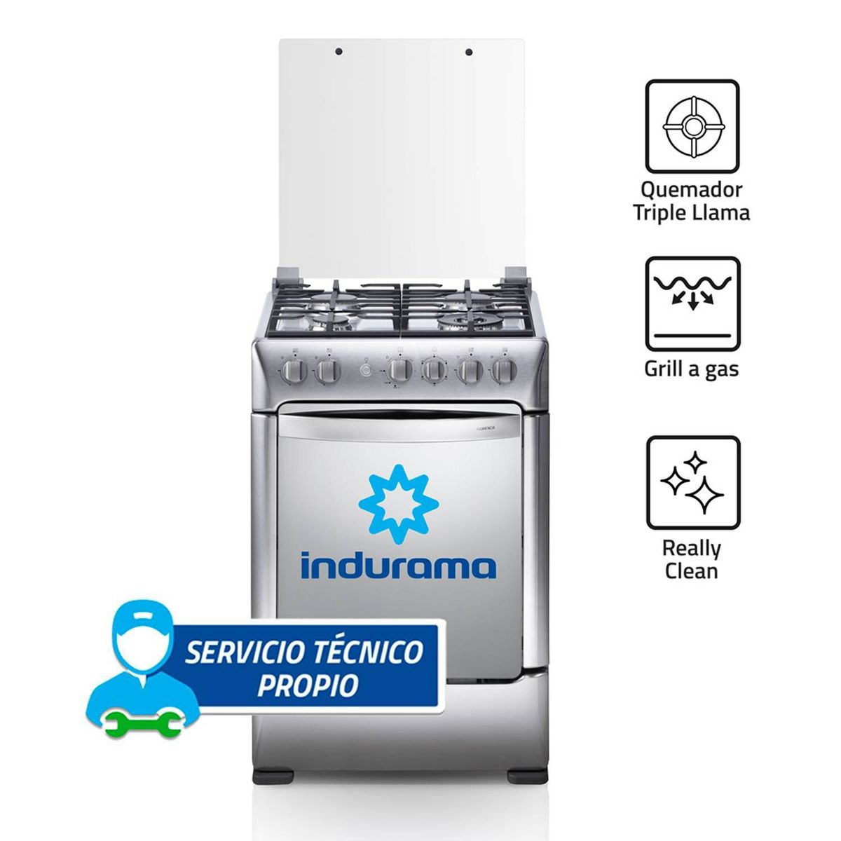 INDURAMA - Cocina Indurama a Gas de 4 Hornillas Florencia Zafiro Croma