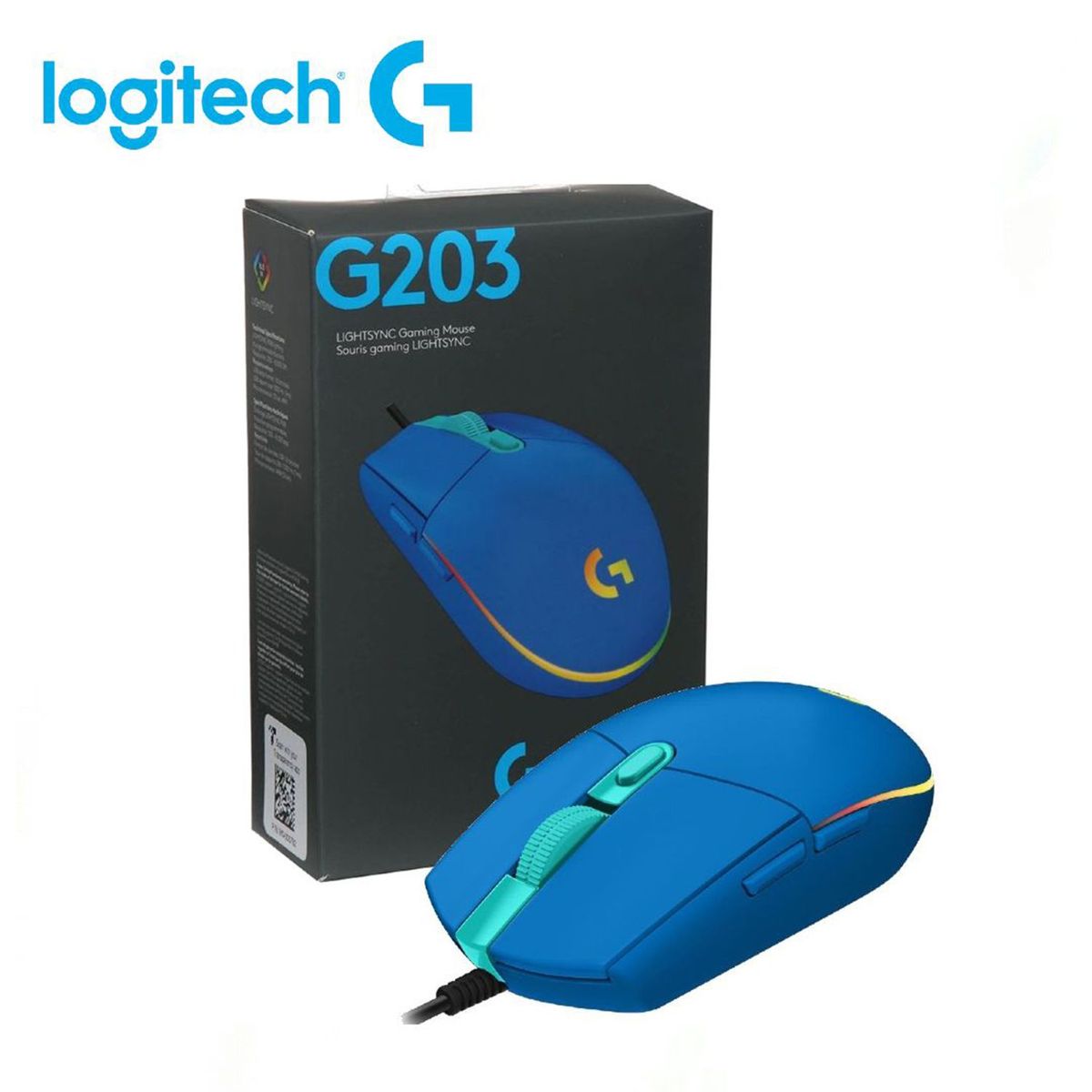 LOGITECH - MOUSE LOGITECH G203 LIGHTSYNC OPTICAL 8000 DPI RGB BLUE (910-005792)