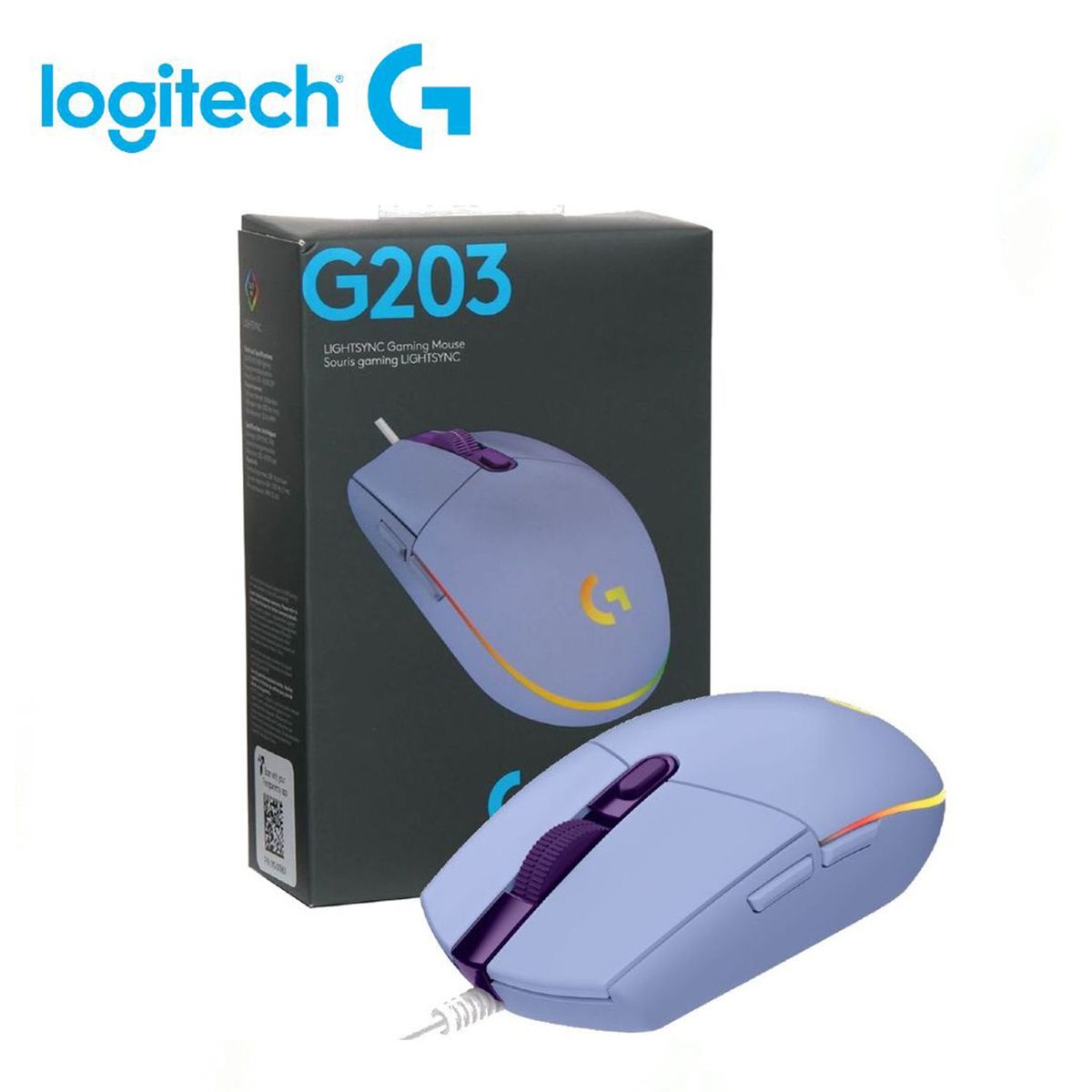 LOGITECH - MOUSE LOGITECH G203 LIGHTSYNC OPTICAL 8000 DPI RGB LILA (910-005851)